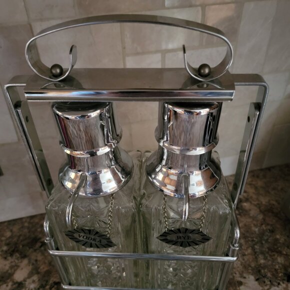 Vintage Double Glass Pump Style Liquor Decanters-1950/1960s - Picture 2 of 4